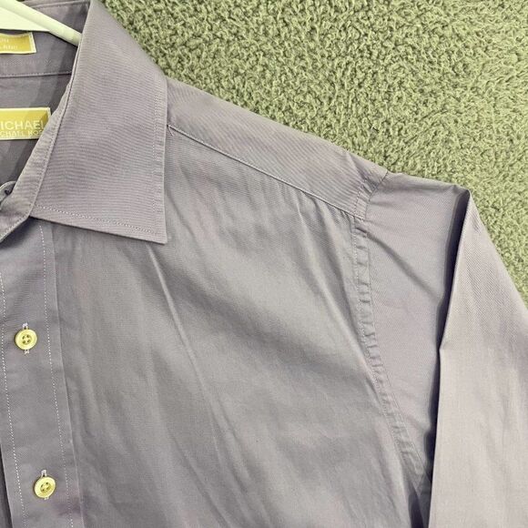 MICHAEL Michael Kors Men L‎ Purple Long Sleeve Button Down Dress Shirt - Picture 3 of 10